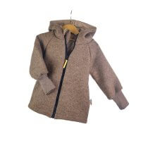 Walkjacke braun meliert mit Streifen karamell