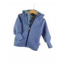 Walkjacke rauchblau meliert mit Traktor blau