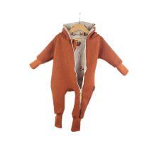 Walkoverall aus Wollfleece rost mit Fuchsi creme