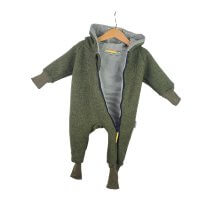 Walkoverall Walk moosgrün meliert mit Streifen tanne