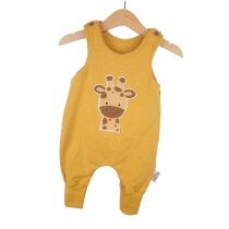 Strampler Giraffenkopf-Patch curry 56 mit Knopfleiste