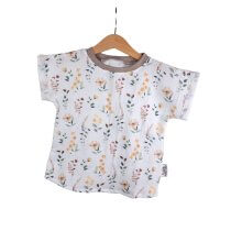 T-Shirt mit Umschlagarmen Musselin Streublumen 86/92