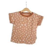 T-Shirt mit Umschlagarmen Musselin Leo zimt 86/92