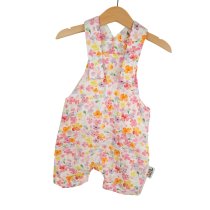 Latzhose kurz Musselin Blümchen bunt 74/80