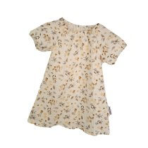 Kurzarmkleid Musselin Blätter und Blumen