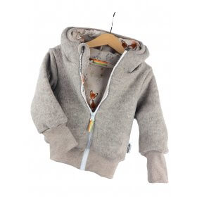Walkjacke sand meliert mit Fuchsi creme