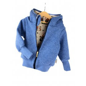 Walkjacke rauchblau meliert mit Wikinger sand