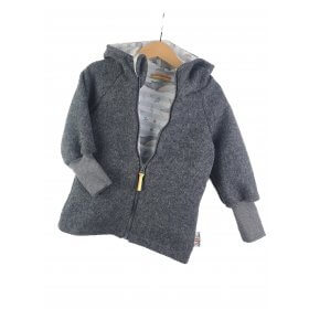 Walkjacke grau meliert mit Streifenwal