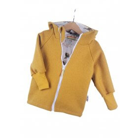 Walkjacke senfgelb mit tierische Freundschaft