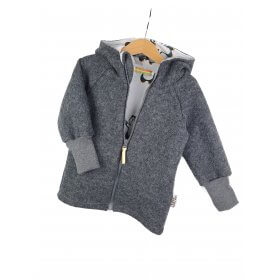 Walkjacke grau meliert mit Pinguinbaby