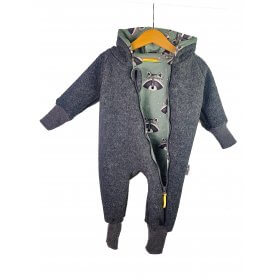 Walkoverall grau mit Waschbär altmint