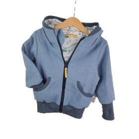 Indi Leinenjacke taubenblau mit Seefamilie