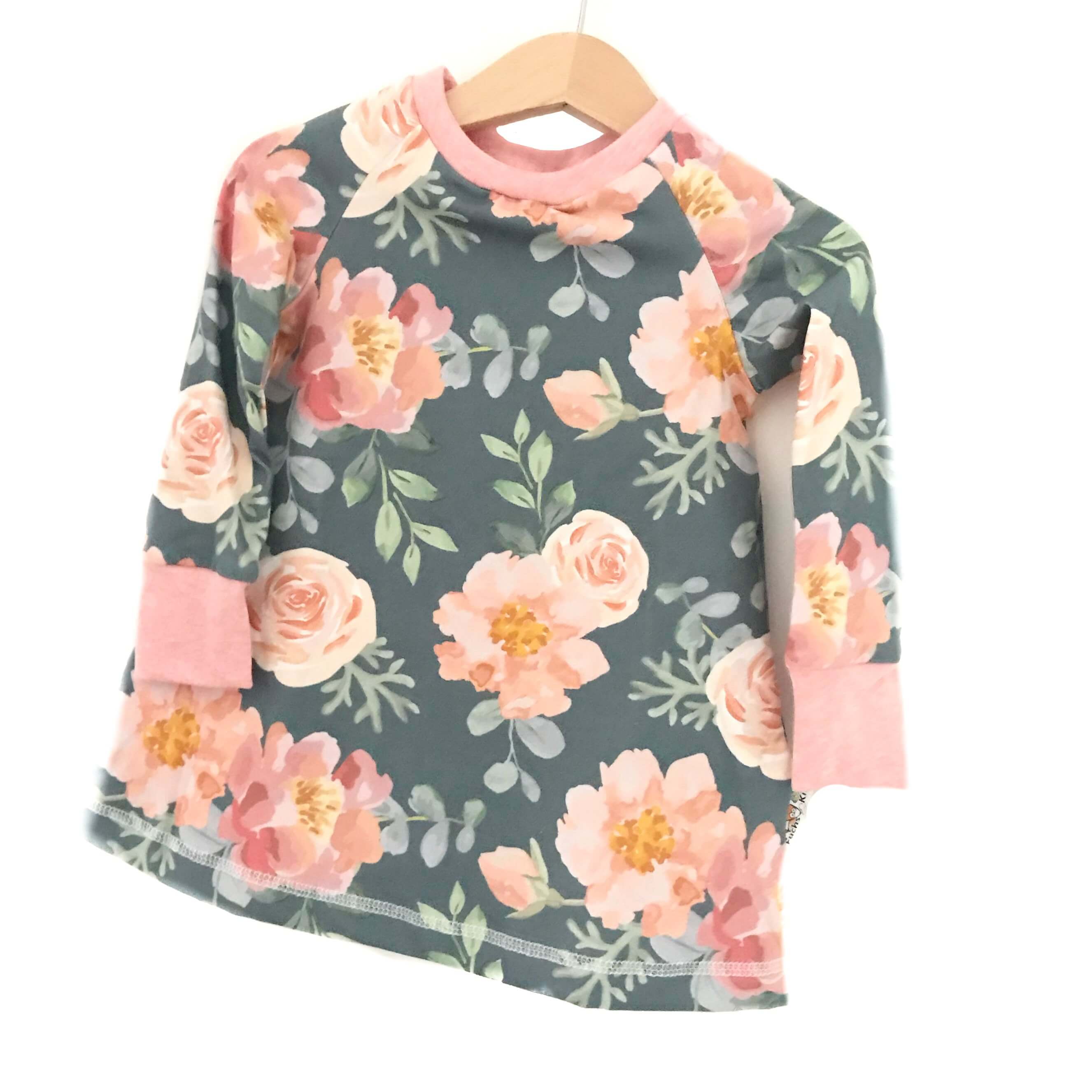 Langarmkleid Rosenzauber petrol