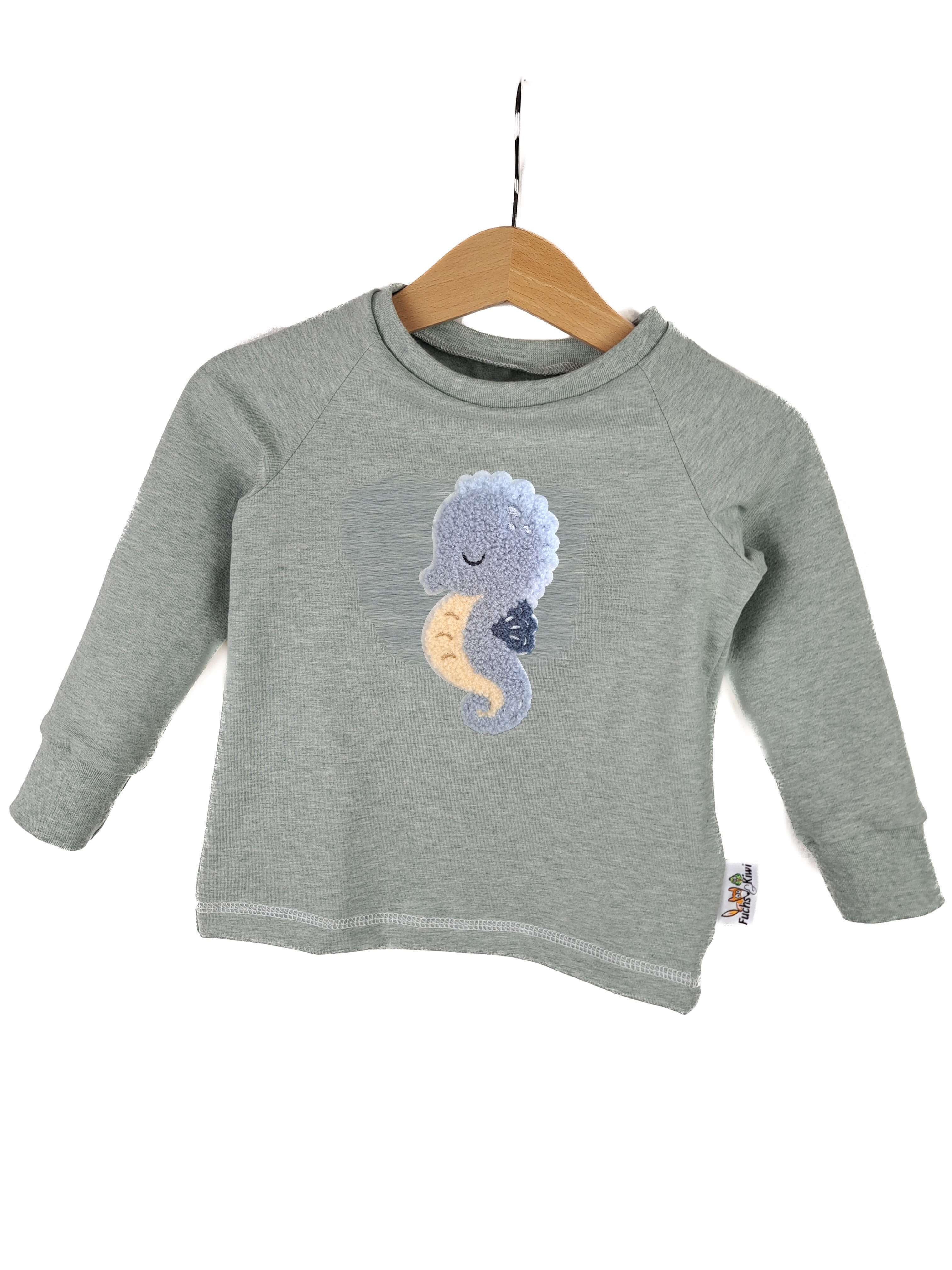 Langarmshirt Seepferdchen-Patch mint