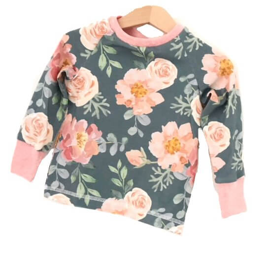 Langarmshirt Rosenzauber petrol