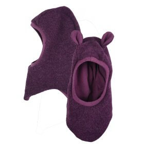 Schlupfmütze aus Merino Wollfleece flieder meliert