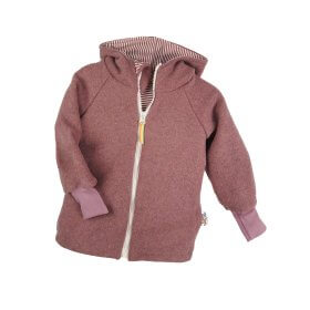 Walkjacke aus Merino Wollfleece altrosa mit Streifen mauve