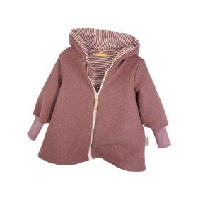 Walkmantel aus Merino Wollfleece altrosa mit Streifen mauve