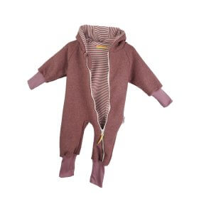 Walkoverall aus Merino Wollfleece altrosa mit Streifen mauve