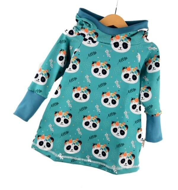 Hoodiekleid Panda petrol