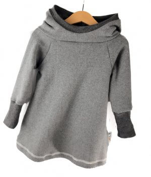 Hoodiekleid Feinstrick grau