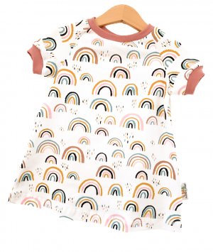 Kurzarmkleid Regenbogen rosa