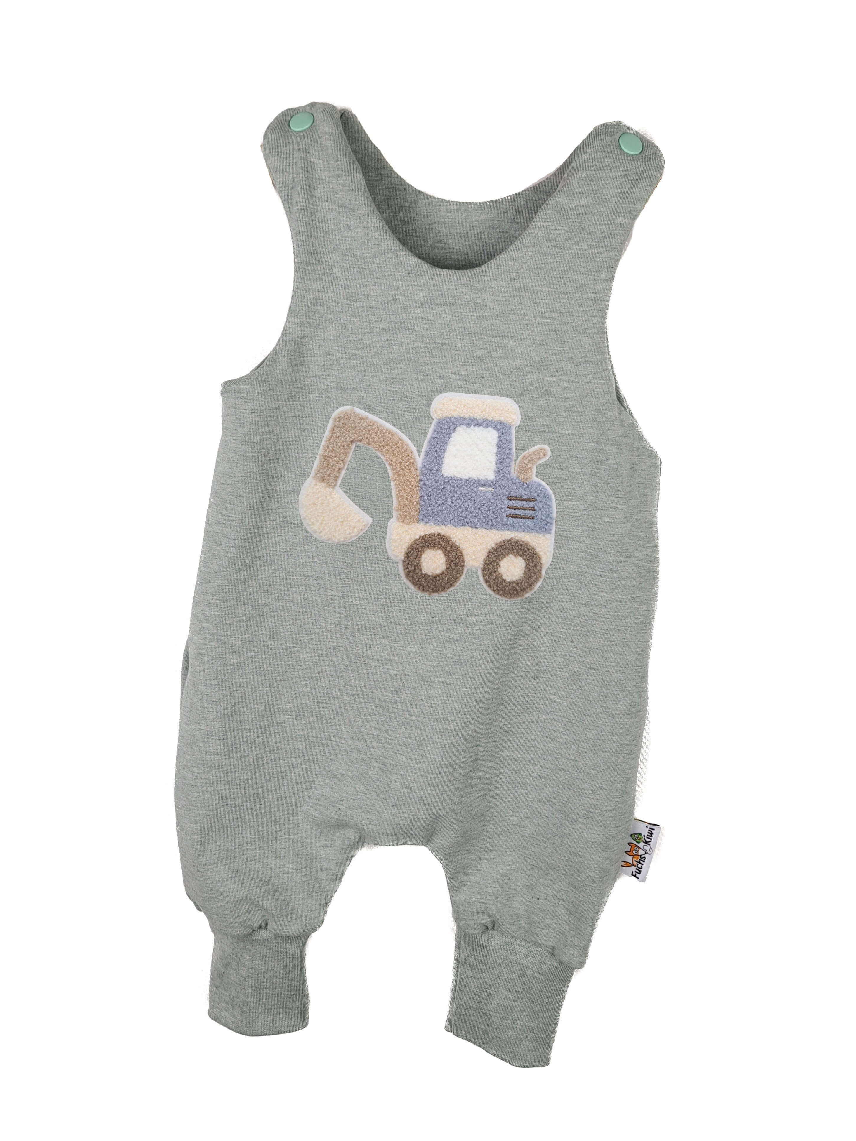 Strampler Bagger blau-Patch mint