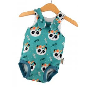 Sommerstrampler Panda petrol