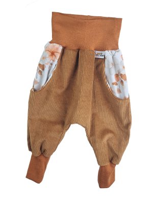 Pumphose mit Taschen Cord cinnamon mit Herbstblumen