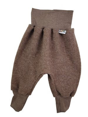 Pumphose aus Merino Wollfleece braun meliert