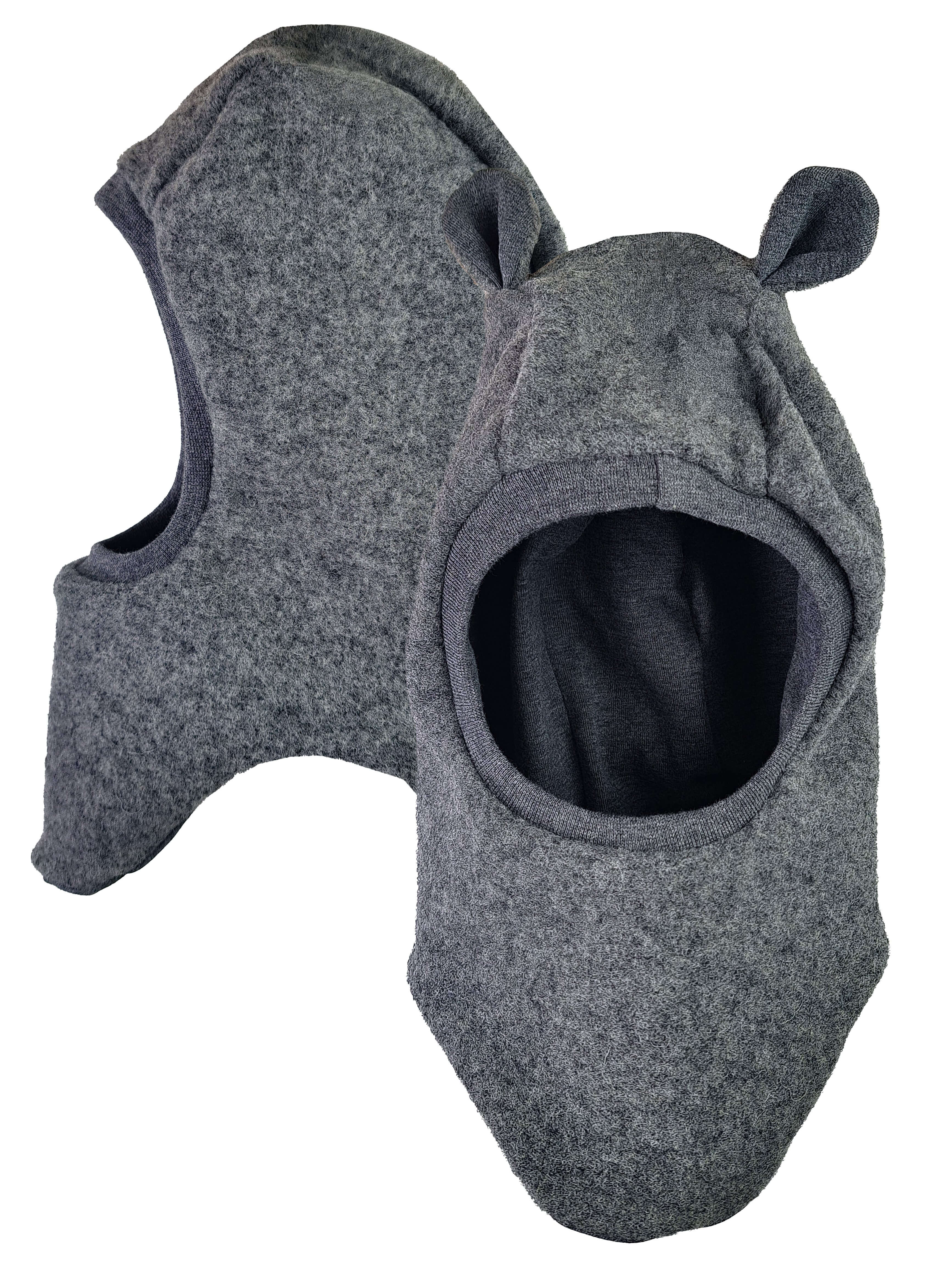Schlupfmütze aus Merino Wollfleece grau