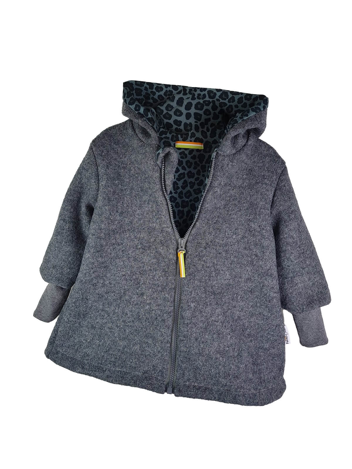 Walkmantel grau mit Leo anthrazit