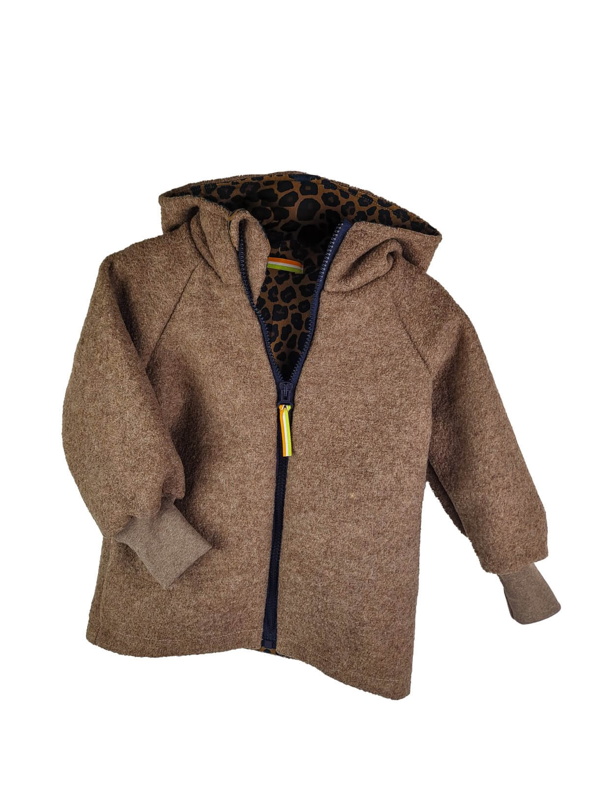 Walkjacke braun meliert mit Leo braun