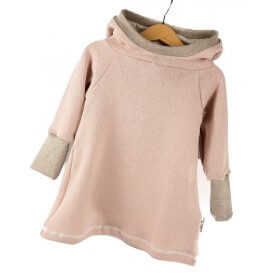 Hoodiekleid Feinstrick rosa