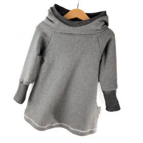 Hoodiekleid Feinstrick grau