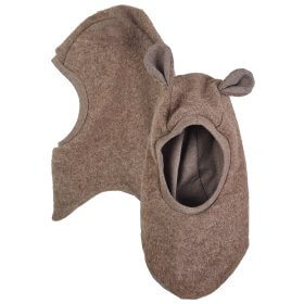 Schlupfmütze aus Merino Wollfleece braun meliert